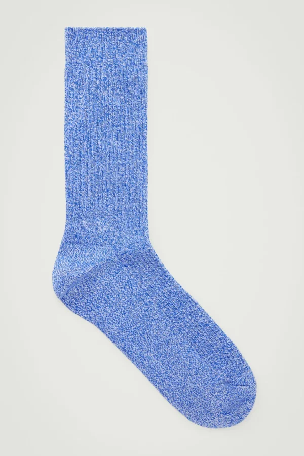 COS RIBBED SOCKS BLUE MÉLANGE Clearance