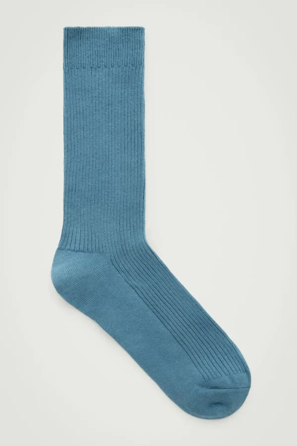 COS RIBBED SOCKS STEEL BLUE Shop