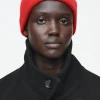 COS RIBBED WOOL AND CASHMERE BEANIE BRIGHT RED Online