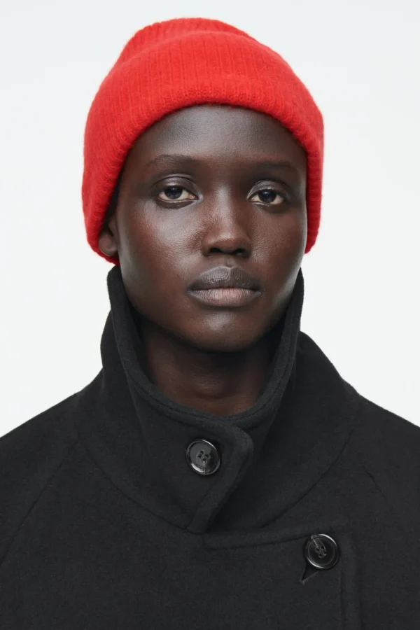 COS RIBBED WOOL AND CASHMERE BEANIE BRIGHT RED Online