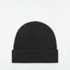 COS RIBBED WOOL AND CASHMERE BEANIE Black Sale