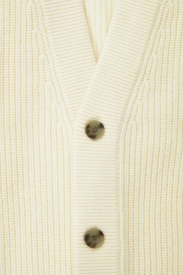 COS RIBBED WOOL AND CASHMERE CARDIGAN CREAM Best Sale