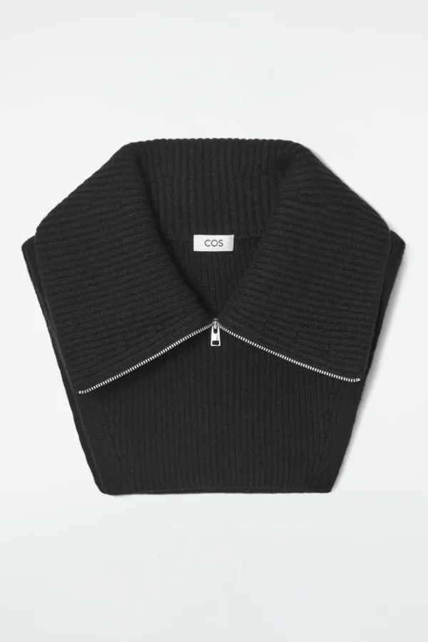 COS RIBBED WOOL COLLAR BLACK Cheap