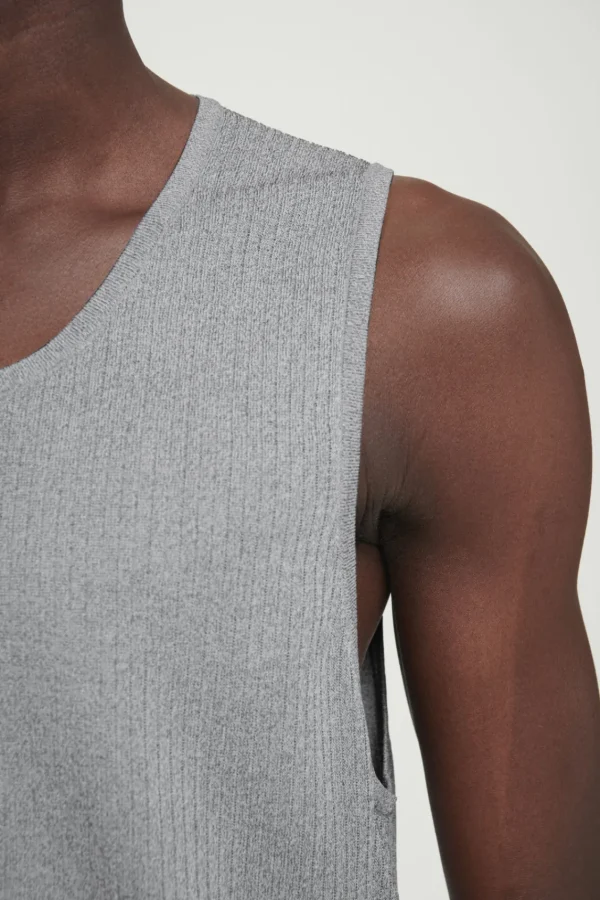 COS RIBBED-KNIT CREW-NECK TANK TOP GRAY MÉLANGE Fashion