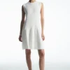 COS RIBBED-KNIT DROPPED-WAIST MINI DRESS WHITE Flash Sale