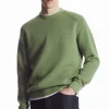 COS RIBBED-KNIT SWEATER KHAKI GREEN Clearance