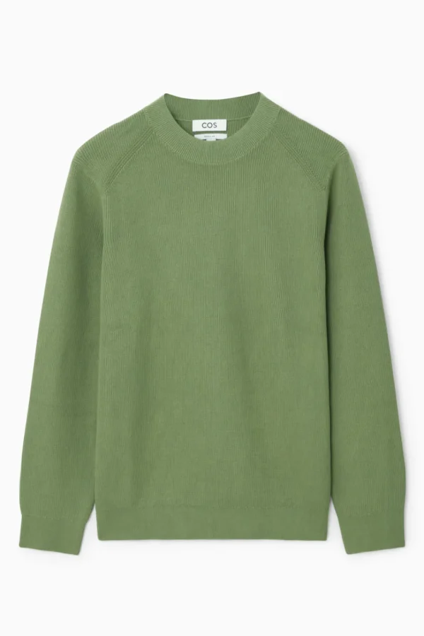 COS RIBBED-KNIT SWEATER KHAKI GREEN Clearance