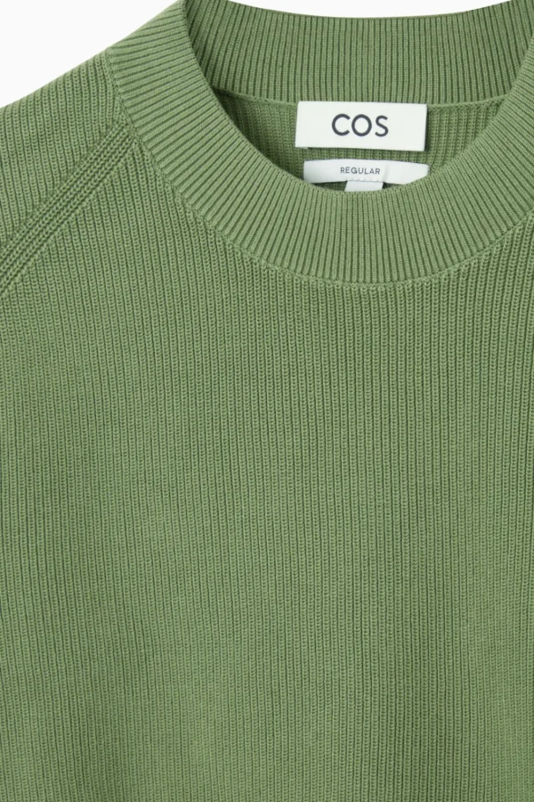 COS RIBBED-KNIT SWEATER KHAKI GREEN Clearance