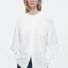 COS RUFFLED-CUFF GATHERED BLOUSE WHITE Best Sale