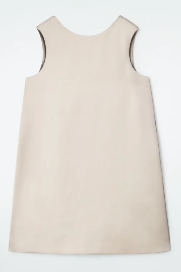 COS SATIN RACER-NECK MINI DRESS OYSTER Sale