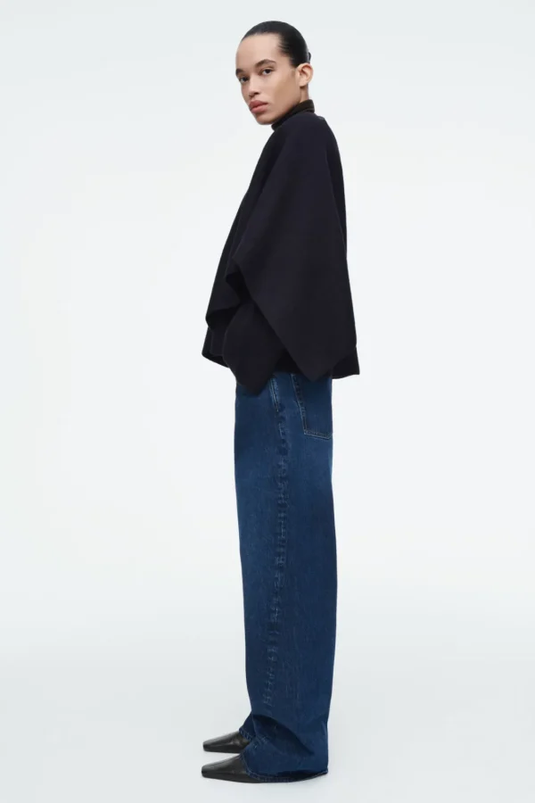 COS SCARF-DETAIL WOOL CAPE NAVY Discount