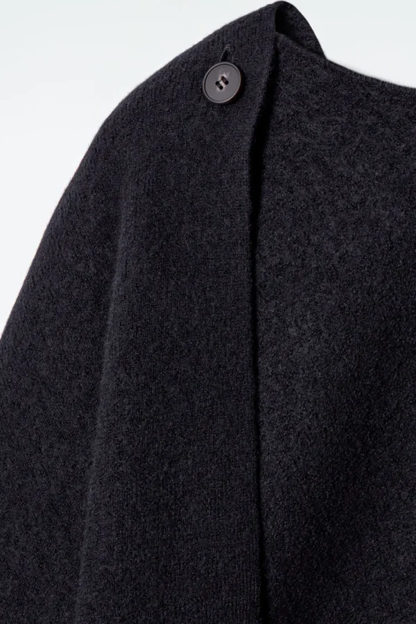 COS SCARF-DETAIL WOOL CAPE NAVY Discount