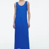 COS SCOOP-NECK JERSEY MIDI DRESS BLUE Discount