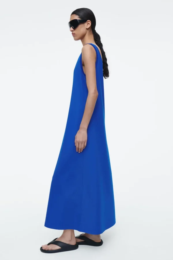 COS SCOOP-NECK JERSEY MIDI DRESS BLUE Discount