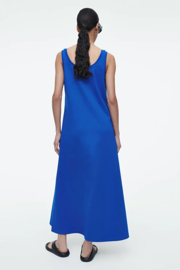 COS SCOOP-NECK JERSEY MIDI DRESS BLUE Discount