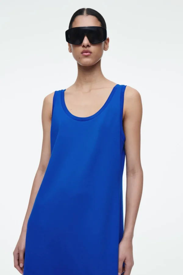 COS SCOOP-NECK JERSEY MIDI DRESS BLUE Discount