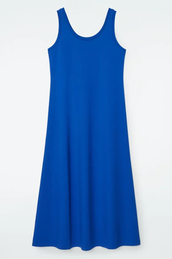 COS SCOOP-NECK JERSEY MIDI DRESS BLUE Discount