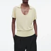 COS SCOOP-NECK KNITTED POLO SHIRT STONE Hot