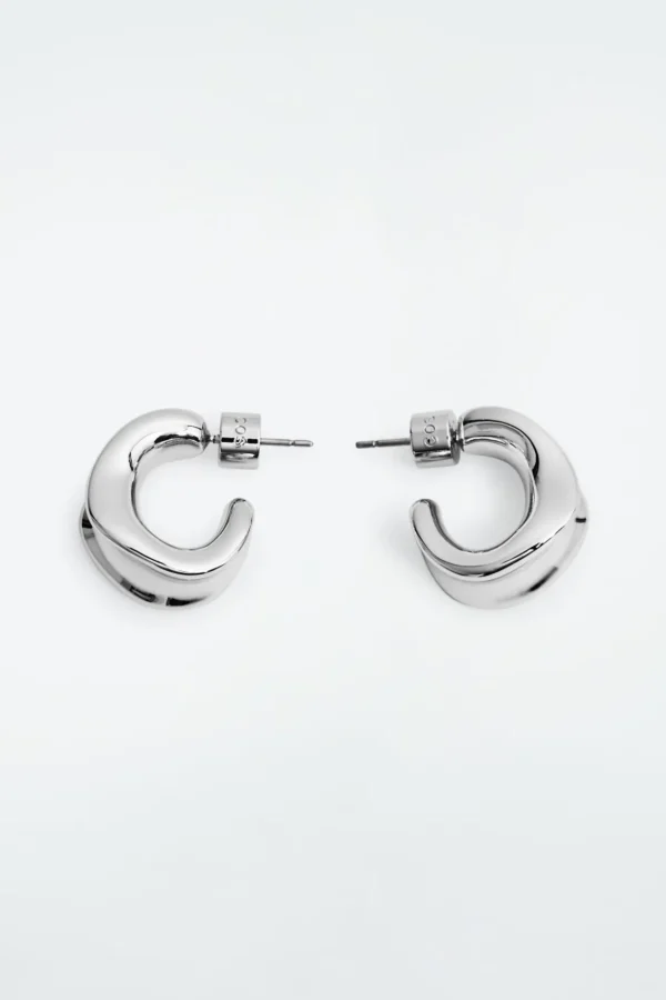 COS SCULPTED HOOP EARRINGS SILVER Sale