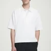 COS SEERSUCKER HALF-ZIP POLO SHIRT WHITE Fashion