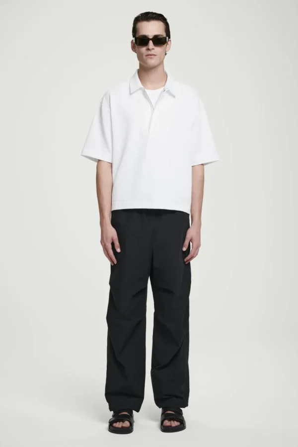 COS SEERSUCKER HALF-ZIP POLO SHIRT WHITE Fashion