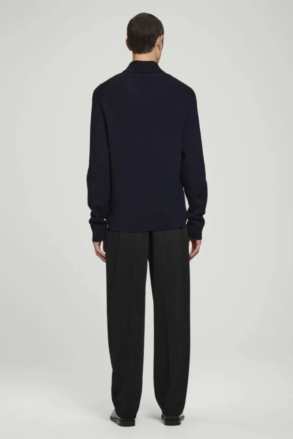 COS SHAWL-COLLAR RIBBED MERINO WOOL JUMPER NAVY Outlet