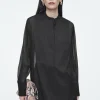 COS SHEER SILK TUXEDO SHIRT BLACK Shop