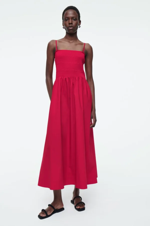 COS SHIR MIDI DRESS RED Outlet