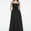 COS SHIRRED MIDI DRESS BLACK Fashion