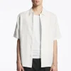 COS SHORT-SLEEVED LINEN SHIRT WHITE Flash Sale