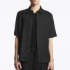 COS SHORT-SLEEVED LINEN SHIRT BLACK Clearance