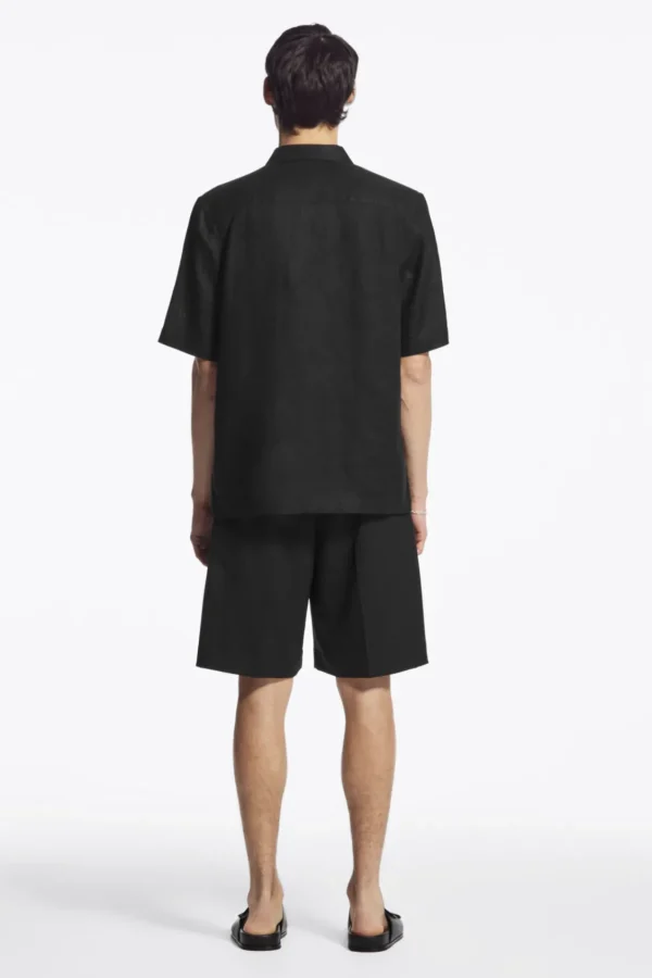 COS SHORT-SLEEVED LINEN SHIRT BLACK Clearance