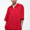 COS SHORT-SLEEVED RESORT SHIRT RED Discount