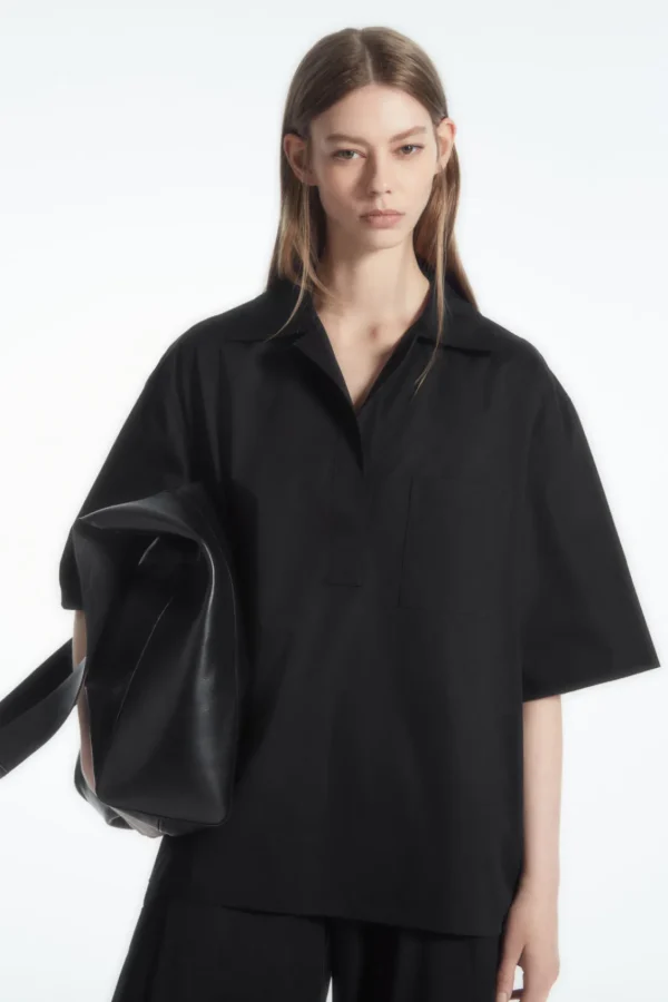 COS SHORT-SLEEVED RESORT SHIRT BLACK Online