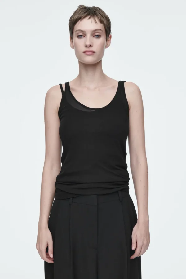 COS SILK TANK TOP BLACK Best Sale