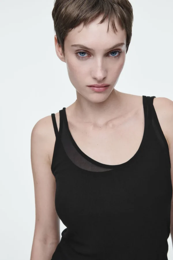 COS SILK TANK TOP BLACK Best Sale