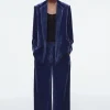 COS SILK-BLEND VELVET PANTS BLUE Sale