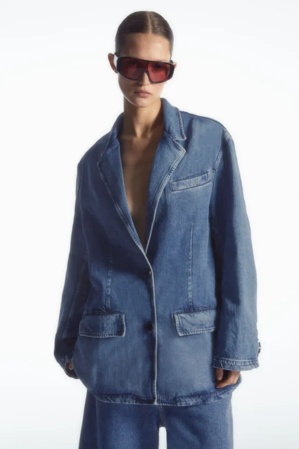 COS SINGLE-BREASTED DENIM BLAZER BLUE Online