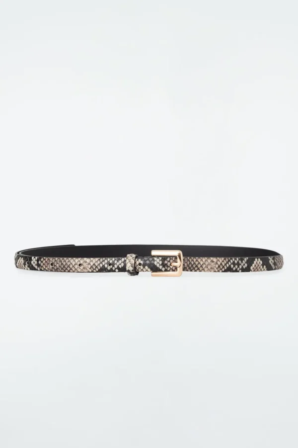 COS SKINNY LEATHER BELT SNAKE EFFECT Best Sale