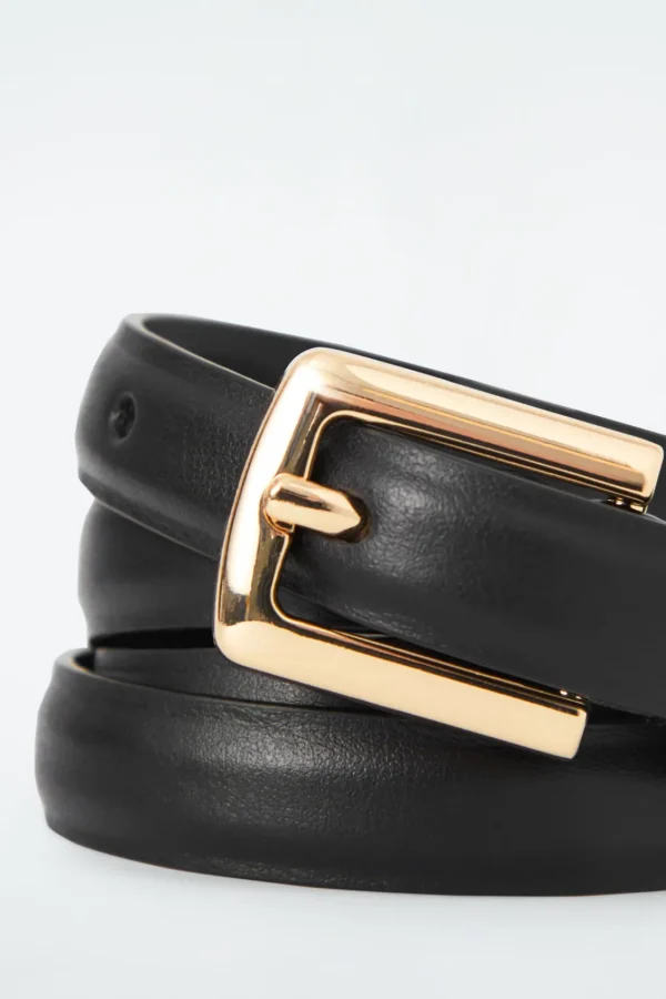 COS SKINNY LEATHER BELT BLACK Hot