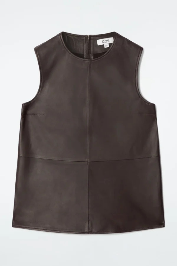 COS SLEEVELESS LEATHER TOP DARK BROWN Online