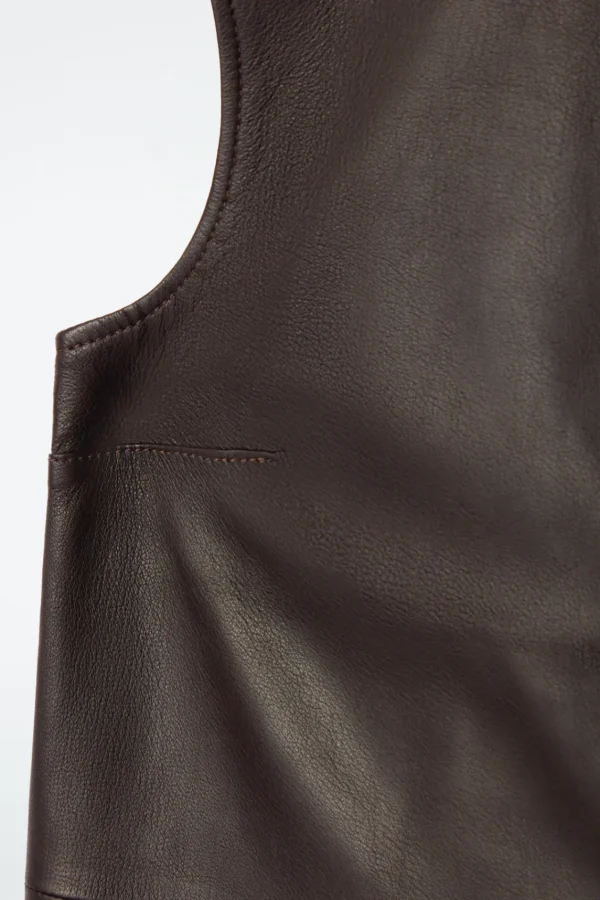 COS SLEEVELESS LEATHER TOP DARK BROWN Online