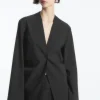 COS SLIM COLLARLESS SINGLE-BREASTED BLAZER BLACK Fashion