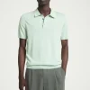 COS SLIM KNITTED SILK POLO SHIRT MINT GREEN Store