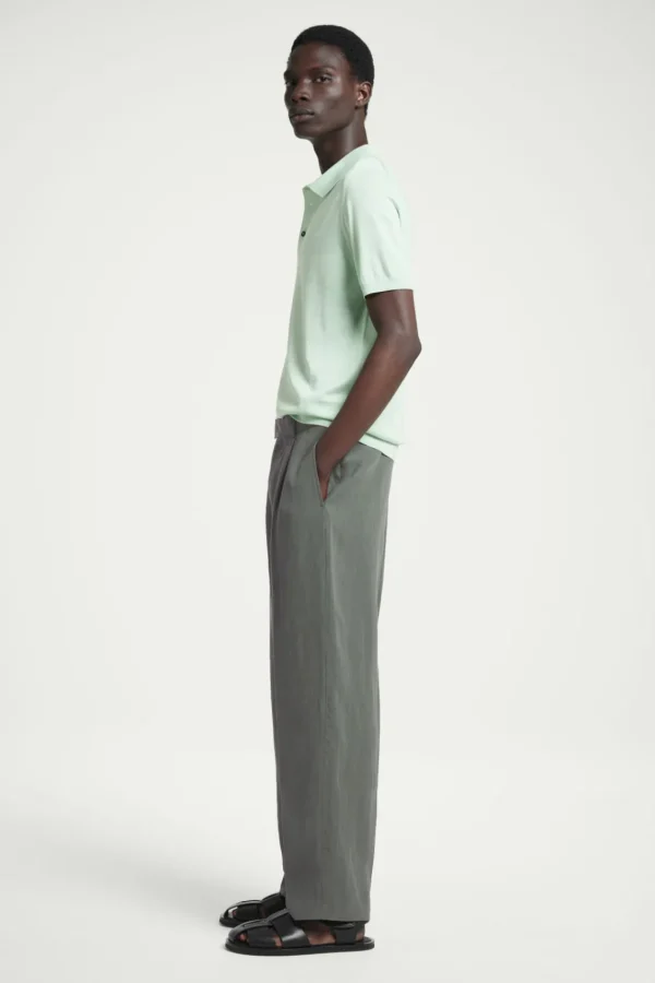 COS SLIM KNITTED SILK POLO SHIRT MINT GREEN Store