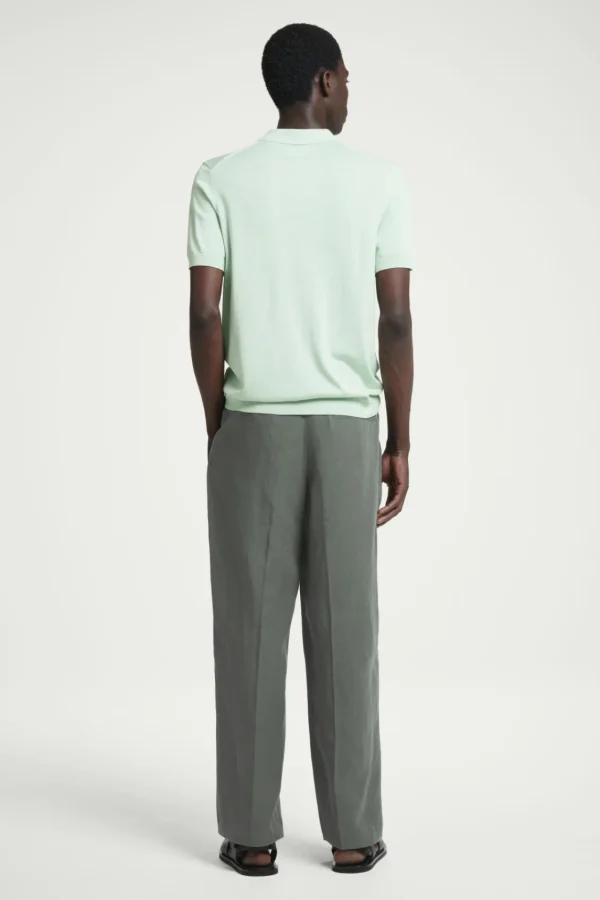 COS SLIM KNITTED SILK POLO SHIRT MINT GREEN Store