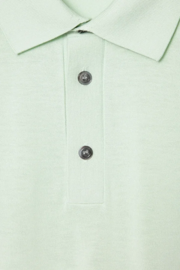 COS SLIM KNITTED SILK POLO SHIRT MINT GREEN Store