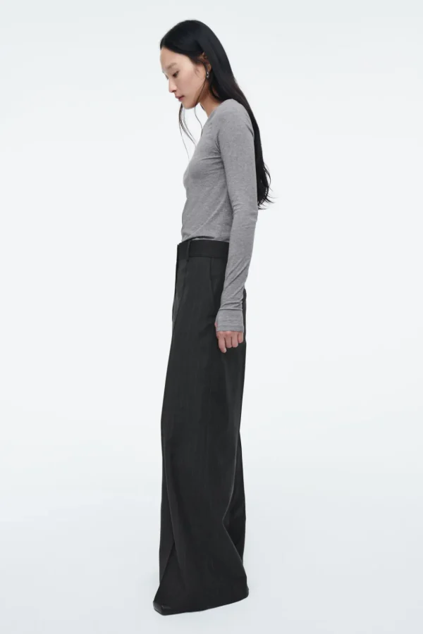 COS SLIM LONG-SLEEVE TOP CHARCOAL MÉLANGE Sale