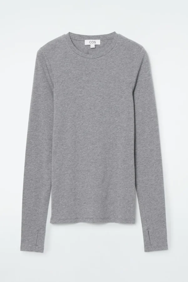 COS SLIM LONG-SLEEVE TOP CHARCOAL MÉLANGE Sale