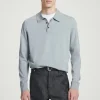 COS SLIM MERINO WOOL POLO SHIRT DUSTY BLUE Sale